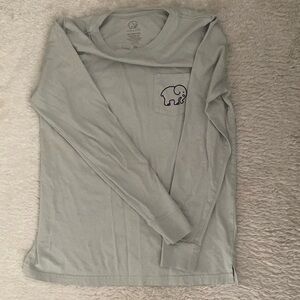 Ivory Ella Women’s XS Long Sleeve T-Shirt Organic Cotton, Light Gray/Green